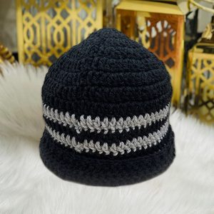 Black Crochet Winter Beanie – Handmade Warm Winter Hat