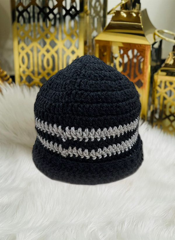 Black Crochet Winter Beanie – Handmade Warm Winter Hat