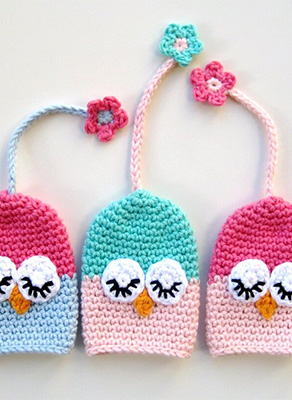 Cute Owl Crochet Keychain – Handmade Owl Bag Tag & Key Ring