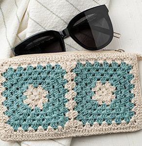 Two-Tone Granny Square Crochet Clutch – Handmade Boho Style Bag