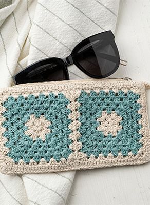 Two-Tone Granny Square Crochet Clutch – Handmade Boho Style Bag