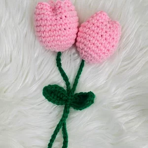 Crochet Tulip Keychain – Handmade Floral Key & Bag Charm